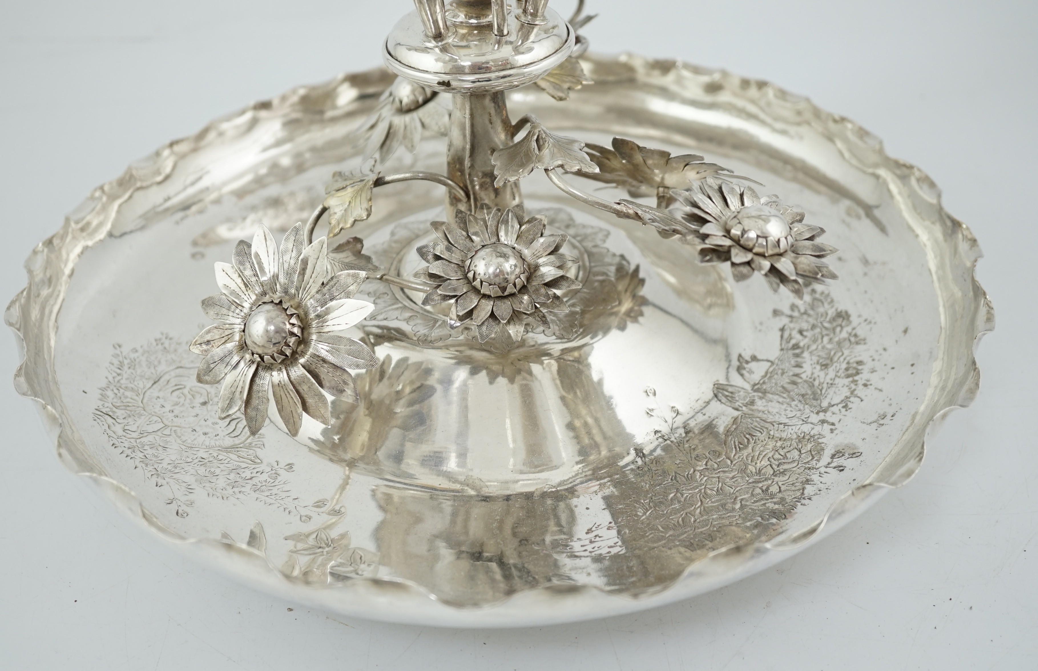 A large early 20th century Chinese silver epergne
